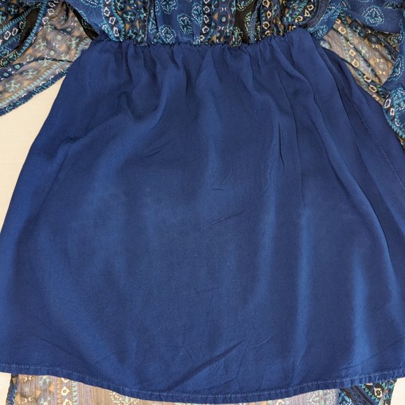 HOLLISTER Women's Halter Slip Skirt Maxi Dress XS Blue Print - Picture 3 of 5